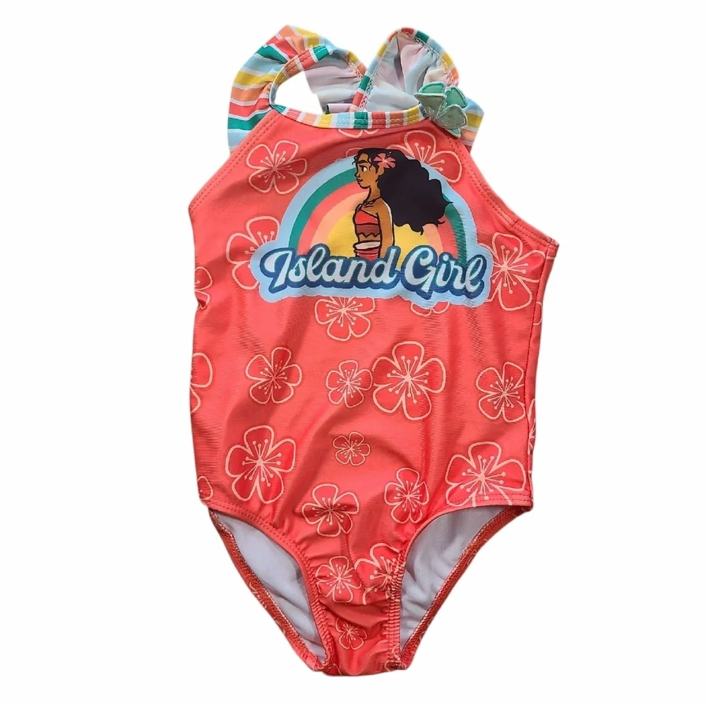 Disney Moana Island Girl Swimsuit Toddler 3T UPF 50+ One Piece NWT